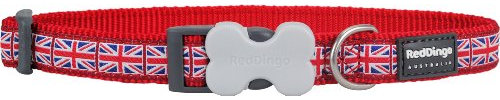 Red Dingo Collar de Perro diseño de la Bandera del Reino Unido, tamaño Mediano de 20 x 31/47 cm