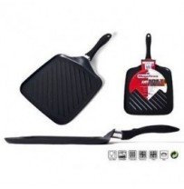 MAGEFESA Glass Asador de Acero esmaltado, Antiadherente bicapa Reforzado, Apto para Todo Tipo de cocinas, Incluida inducción, Negro Cristal, 28 cm