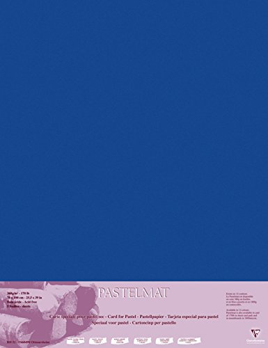 Clairefontaine 96161C Packung (mit 5 Zeichenbögen Pastelmat, 70 x 100 cm, 360 g, ideal für Trockentechniken und Pastell) dunkelblau