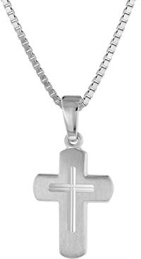 trendor Kinder-Anhänger Kreuz mit Kette 925 Silber 48887 | 925 Halskette für Mädchen und Jungen, Silberkette mit Kreuz-Anhänger, Kreuzkette