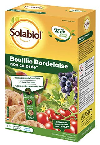 Solabiol SOBOU11 Bouillie Bordelaise 1,1 kg - Non Colorée - Traitement Mildiou, Tavelure Cloque | Utilisable en Agriculture Biologique