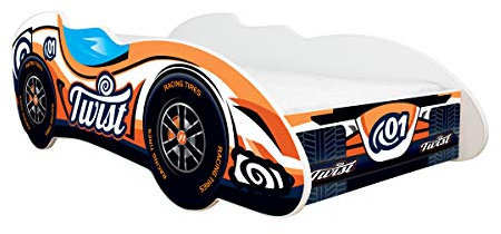 Kinderbett mit Absturzsicherung und Lattenrost | Auto Bett F1 - TWIST CAR | 140 x 70 cm *MATRATZE GRATIS* 10 Designs |