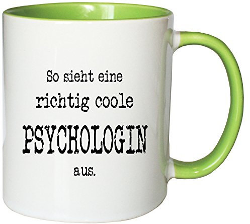 Mister Merchandise Kaffeetasse So Sieht eine richtig Coole Psychologin aus. Teetasse Becher, Farbe: Weiß-Grün