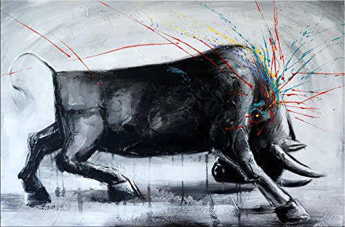 Kunst & Ambiente - Abstrakter Stier Stierbild I - Stiergemälde - Martin Klein - Bulle - Acryl auf Leinwand - Modern Art Gemälde - 120x80cm - Wandbild - Bild