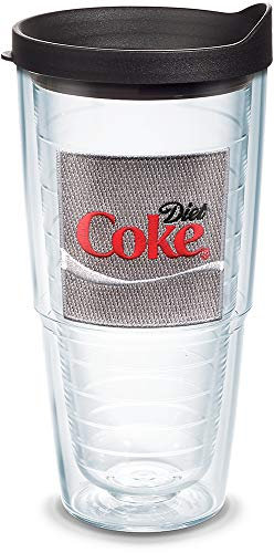 Tervis 1044709 Coca-Cola – Gobelet isotherme avec emblème et couvercle noir, Tritan, transparent