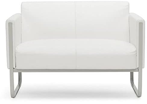 hjh OFFICE Lounge-Sofa 2-Sitzer Aruba Kunstleder Polstersofa Couch modern mit Metallgestell, 111 x 78 x 71 cm, Weiß