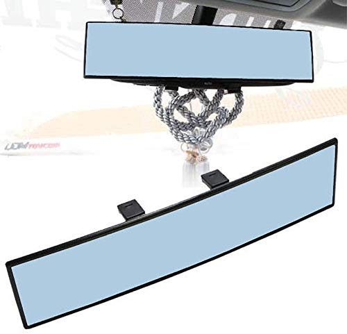 JDMTOY Universal Fit JDM 300mm 12 Wide Anti-Glare Blue Tint Curve Convx Clip On Rear View Mirror Compatible With Car SUV Van Truck, etc