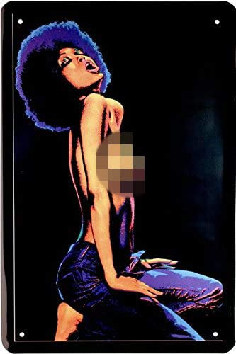 WOGEKA ART Retro Blechschild - Nice young Hippie Girl Flower power Afro Look - witziger Spruch Geschenk-Idee Geburtstag Weihnachten Dekoration 20x30 cm Vintage-Design Metall 1647