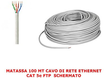 MY SMART SHOP MATASSA 100 MT Metri Cavo di Rete FTP Cat 5E LAN ETHERNET 5 E Internet SCHERMATO Bobina Router Grigio Access Point