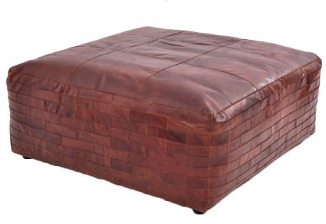 Hocker Cosby Big Vintage Leder Ziegelstein Optik Muster