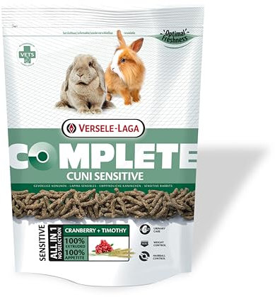 Versele-Laga Complete Cuni Sensitive | 500 g | Alleinfuttermittel für Kaninchen | Unterstützend bei Haarballen und Übergewicht | All-in-one Pellets | Von Tierärzten entwickelt