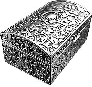 Brillibrum Design Schmuckschatulle versilbert Antikes Muster Schmuckkästchen silber Etui für Ringe Ohrringe Ketten