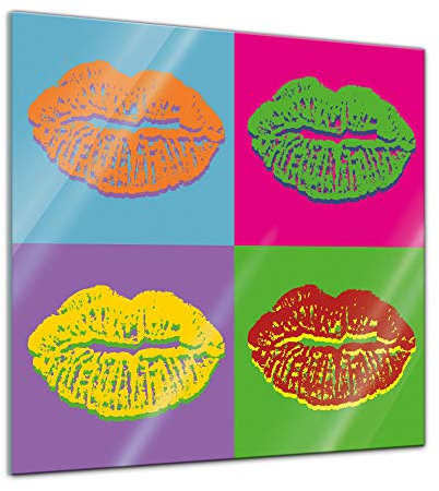 Bilderdepot24 Glasbild - Pop-Art - Lippen 20x20 cm - Deko Glas - Wandbild - Bild auf Glas - moderne Glasbilder - Glasfoto - Echtglas - kein Acryl - Handmade