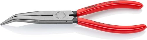 Knipex Pinza per Meccanica - con Becchi Mezzotondi con Tronchese (Pinza a Becchi di Cicogna) Bonderizzata Nera, Rivestiti in Resina Sintetica 200 Mm (Confezione Self-Service/Blister) 26 21 200 Sb