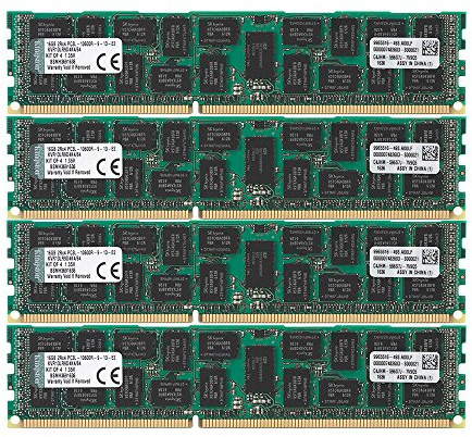 Kingston KVR13LR9D4K4/64 Memoria RAM da 64 GB, 1333 MHz, DDR3L, ECC Reg CL9 DIMM Kit (4x16 GB), 1.35 V, 240-pin