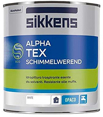 Alpha Tex Schimmelwerend SF 1 litro Idropittura murale traspirante per interni, resistente all’aggressione delle muffe, esente da solventi.