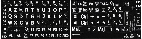 LA CAVERNE D'EABANI - Autocollants Lisibilité Clavier PC Grosses Touches Noir en PVC Compatible Clavier d'ordinateur Portable