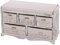 Mendler Kommode und Sitzbank mit 5 Schubladen, 45x77x36cm, Shabby-Look, Vintage - weiß