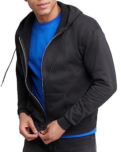 Hanes Men's Full-Zip Eco-Smart Hoodie, Black, Small