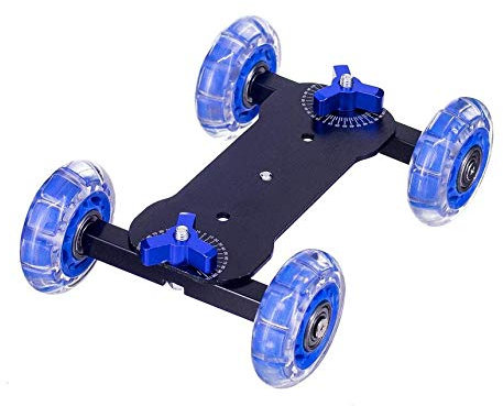 Zeadio Tablette Portable Dolly Mini Car Slider Skater Stabilisateur de Piste pour caméra DSLR Vidéo DC - Bleu