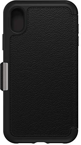 Cover per iPhone XR OtterBox Strada, resistente a shock e cadute fino a 2 metri, vero cuoio, 2 slot carte di credito, testata 3x vs norme MIL-STD 810G, Nero