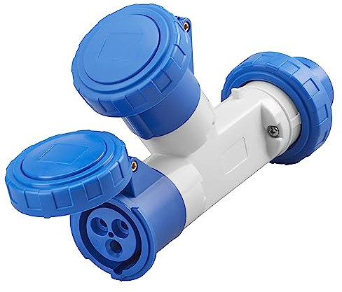 Gewiss GW64010-Presa multipla accoppiatore, 2 uscite con spina 16 A, IP67, 6 pezzi, riferimento, 2P E poli, 230 V, 16 A, 50 Hz/60 Hz, colore: blu