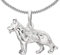CLEVER SCHMUCK Set Silberner Damen Anhänger Schäferhund beidseitig figürlich Fell detailliert & Kette Panzer 45 cm Sterling Silber 925 im Etui weiß