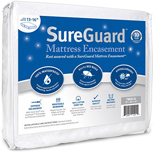 SureGuard Twin XL (13-16 Deep) Zippered Mattress Protector Encasement