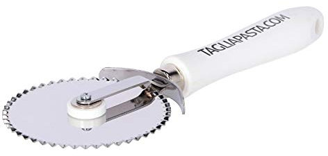 Tagliapizza 88 mm diam. lama, dentata in Inox, con manico in ABS. Art.342