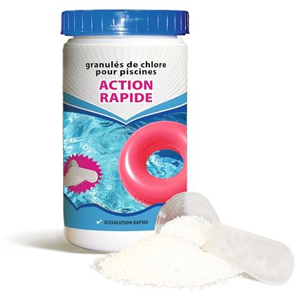 BSI - Chlore Choc - Action Rapide - Désinfection Totale De l'Eau - Spécial Bactéries - Idéal Pour Piscine Et Spa - Granulé - 1kg