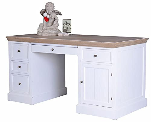 Gigantischer Schreibtisch „Villa Lisette“ – Shabby Weiß Landhausstil, Unikat HMA30 Palazzo Exklusiv