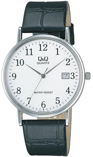 QQ Q & Q - Armbanduhr BL02J104Y - Herren Uhr - Spritzfest - Analog - Mit Lederband - Gold