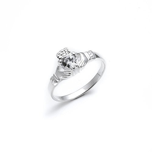 Silverly Claddagh-Ring aus Sterlingsilber mit Zirkonia | Keltischer CZ-Herzring aus 925er Silber | Traditioneller Irischer Schmuck | Klassischer Funkelnder Verlobungsring | Symbolischer Ehering