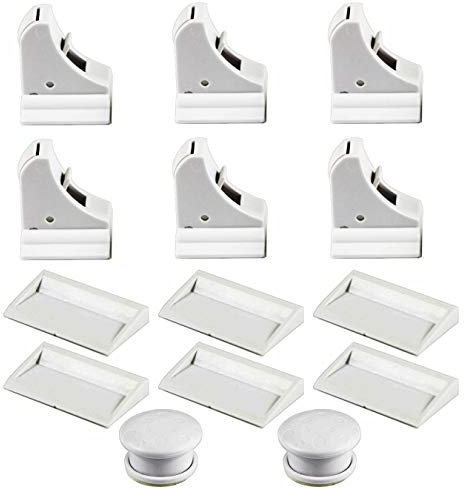 UOOOM 6 x Schrankschloss und 2 x Schlüssel für Kinder/Babys Sicherheit Machen Sie Ihre Schränke und Schubladen mit dem Magnet-Hängeschloss kindersicher (6er-Pack)