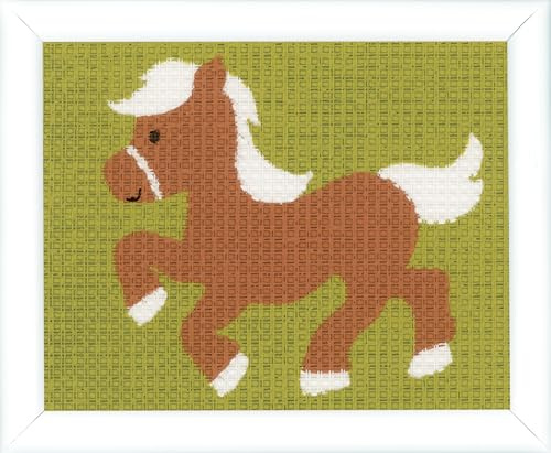 VERVACO Gobelin Stickbilder zum Selbersticken Lernset Nähen Pony Kreuzstich Stickpackungen Stickset für Anfänger 16 x 12,5 cm Bastelset DIY Sticken Kreatives Geschenk Beginner Cross Stitch