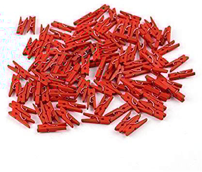 arkCRAFT Lot de 100 Mini Pinces à Linge en Bois (Rouge)