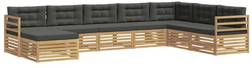 vidaXL Outdoor-Sofagarnitur 8 pcs Weiß und Anthrazit Polyester, Garten, modernes Outdoor Sofa, Lounge-Ecke, Terrassenmöbel für entspannende Relax-Zeiten