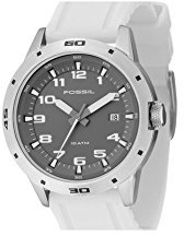 Fossil Gents Sport Weiß Silikonband Armbanduhr mit grauem Zifferblatt