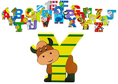 Wooden Letters by Orange Tree Toys, Letter Y for Yak - Alphabet Animal Letters for Personalised Baby Name, Toy Box, Door, Wall Decorations - Animals Nursery Decor, Boys Girls Bedroom Accessories