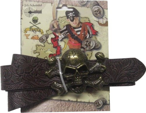 J.G.Schrödel Piratengürtel: Gürtel aus Lederimitat und Metall für Piraten, Ideal für Fasching, Länge 115 cm, dunkelbraun (750 0148)