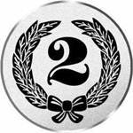 Pokal / Medaille Emblem, Motiv Zahl 2, Durchmesser 50 mm, silber