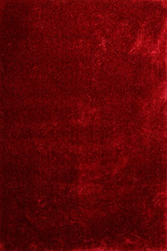 floor factory Moderner Teppich Seasons rot 80x150 cm - flauschig weicher Hochflor Teppich in aktuellen Trendfarben