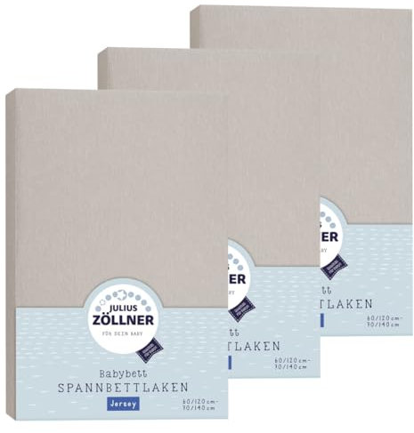 Julius Zöllner Spannbetttuch Jersey 70x140 / 60x120 Taupe 3er Pack