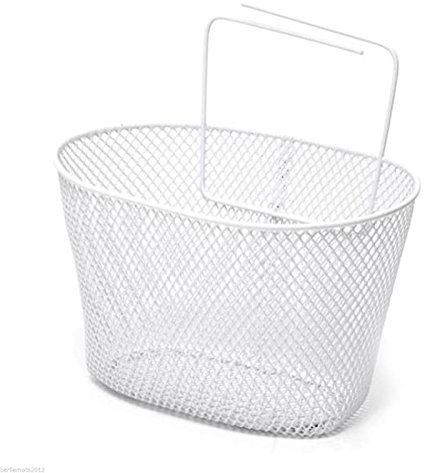 RMS Cestino Anteriore Ovale con Ganci Pieghevoli Bianco Bici Bimba/Bambina