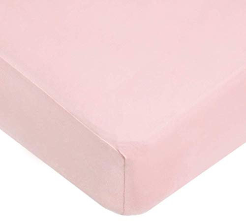 Dudu N Girlie Travel Cot Fitted Sheet - Soft Jersey Cotton, 65x95 cm, Pink (Single Pack) | Hypoallergenic & Breathable Baby Bed Sheet