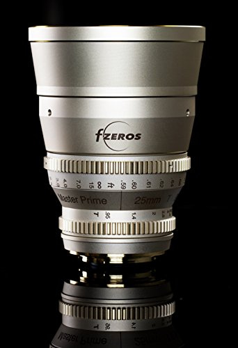 FZeros Cine & Photo Objectif 25 mm T 0,95 (or) pour micro appareils photo 4/3 (90 mm de diamètre x 120 mm de hauteur (avec capuche), noir)