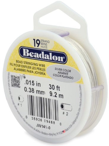 Beadalon 0.38 mm Diameter 9.2 m Reel 19 Strand Wire, Silver