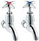 Deva 095X Cross Handle Chrome Bib Taps Wall Mounted Set Hot & Cold Pair Kitchen Belfast Basin Utility Room School Space Saving Silver Dual Tap Sink Faucet – 12 Year Warranty