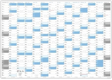 XL Wandkalender DIN A1 2026 (blau2) große Tageskästchen (Kalender werden gerollt versendet)