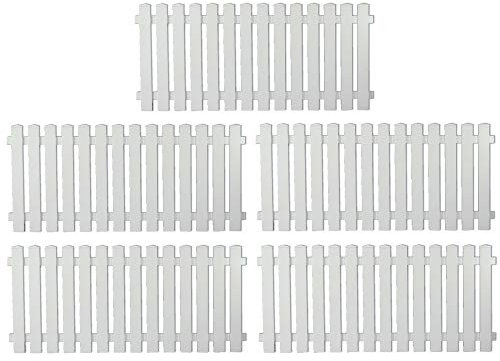 5 x Weisser Kunststoff-Zaun/Garten-Zaun aus Kunststoff weiß im Maß 180 x 80 cm (Breite x Höhe) München aus hochwertigen Fensterkunststoff als Angebots-Set